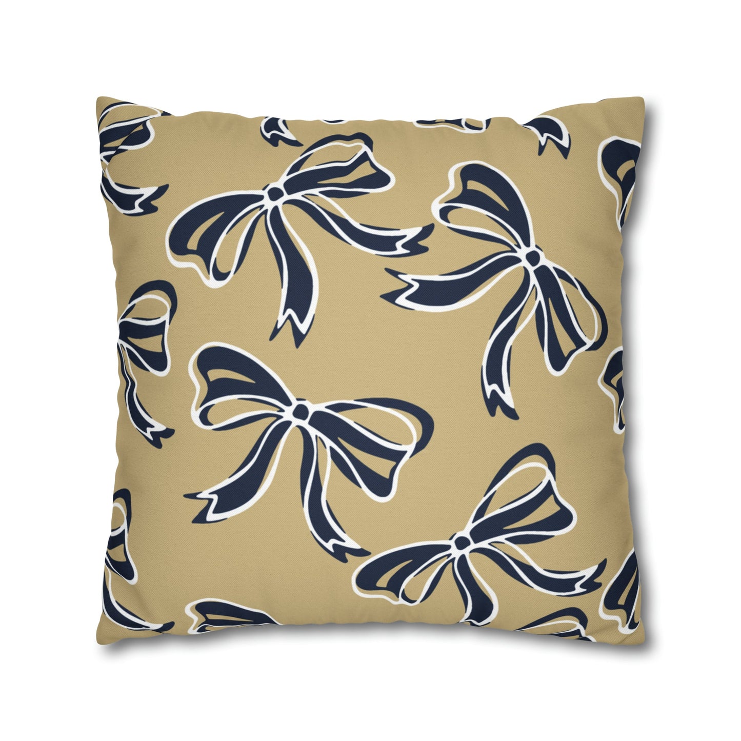 Trendy Bow College Pillow Cover - Dorm Pillow, Graduation Gift, Bed Party Gift, Acceptance Gift, College Gift, GW University, Navy & Gold