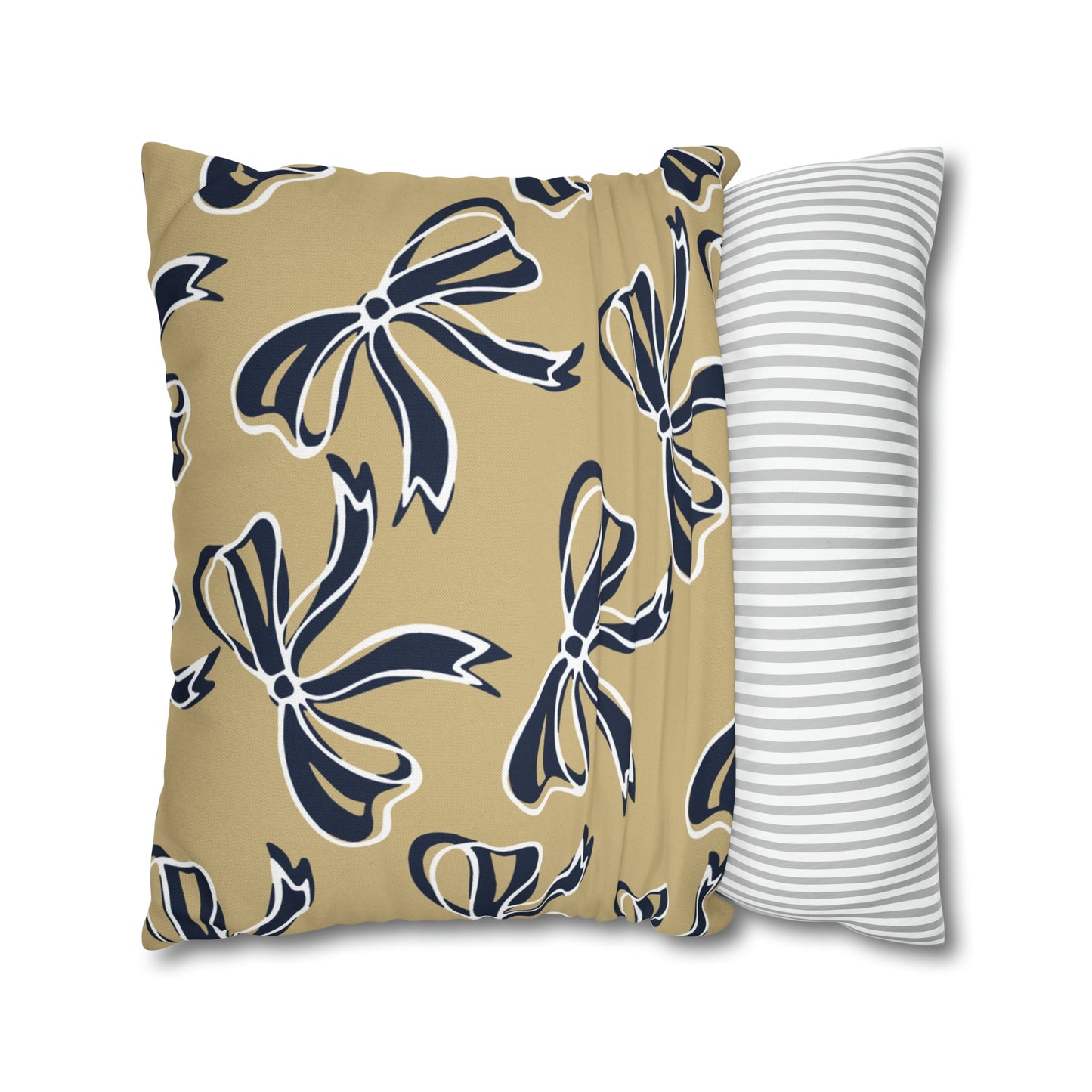 Trendy Bow College Pillow Cover - Dorm Pillow, Graduation Gift, Bed Party Gift, Acceptance Gift, College Gift, GW University, Navy & Gold