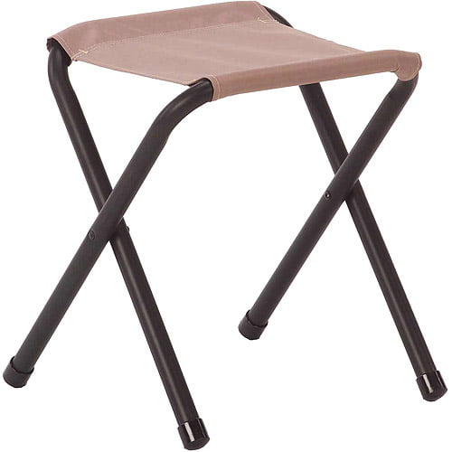 Camping Folding Stool Compact Aluminum Frame, Brown