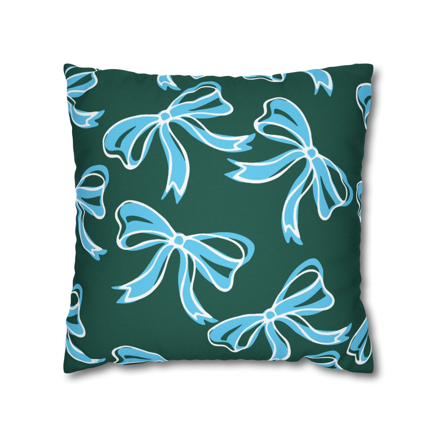 Trendy Bow College Pillow Cover - Dorm Pillow, Graduation Gift, Bed Party Gift, Acceptance Gift, College Gift, Tulane,Roll Wave,Blue & Green