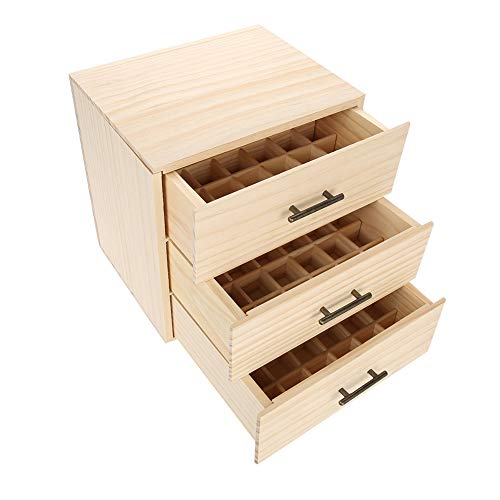 Sonew Wooden Essential Oil Storage, Essential Oil Organizer with 90 Slots Three-Tiered, 9.6 X 4.0 Inch Essential Oil Holder for Essential Oil Crystal, Jewel Organizing