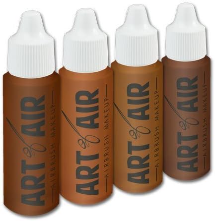 Art of Air 4pc DARK Complexion Professional Airbrush Cosmetic Makeup Set 1/2 oz bottles