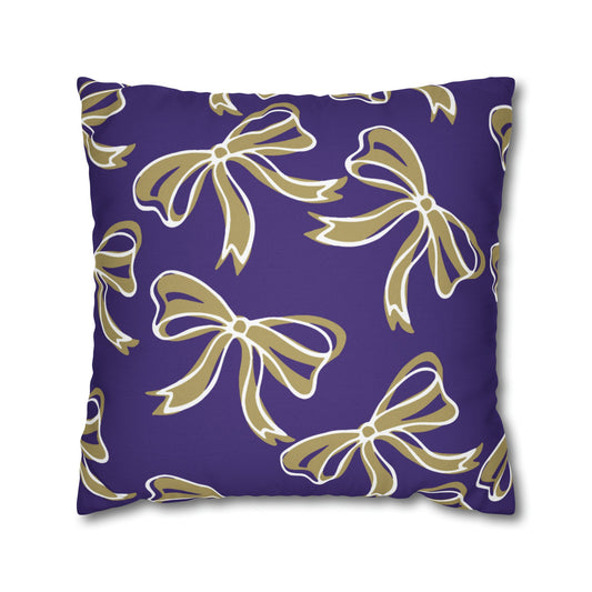 Trendy Bow College Pillow Cover - Dorm Pillow, Graduation Gift, Bed Party Gift, Acceptance Gift, College Gift,  James Madison, JMU Dukes