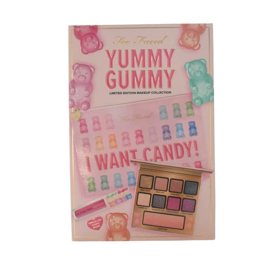 Too Faced Yummy Gummy Makeup Set:: Face and Eye Palette, and Lip Injection Lip Balm