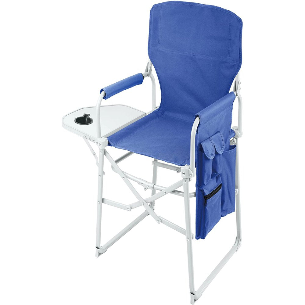 Ubon Steel Frame Portable Director'S Chair Ultra Wide & Lightweight Seat with Collapsible Side Table & Pockets Foldable Equipment for Camping Beach Travel Sports Games 300Lb Capacity - Black