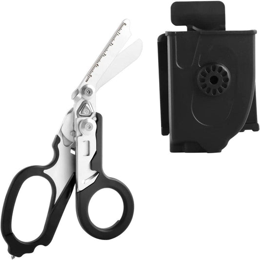 6 in 1 Response Emergency Shears, Multi Tool Pliers Shears Folding Emergency Response Shears with Utility Holster for Outdoor Camping(1Pcs-Black)