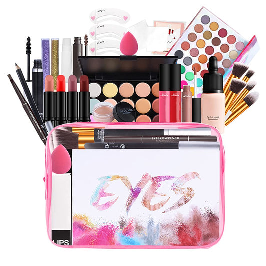 All-In-One Makeup Gift Set Birthday Gift Valentine's Day Gift Cosmetic Bag Including Professional Mascara Foundation Brush Palette Lipstick Lipgloss Eye Shadow Palette Makeup Kit for Women Full Kit