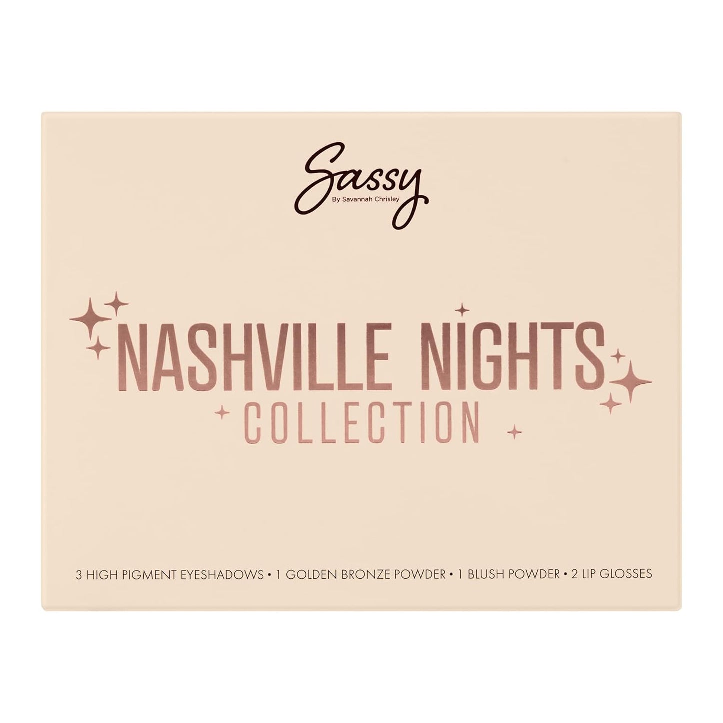 Sassy by Savannah Chrisley Nashville Nights Collection - Essential Face Palette - Contains Brilliant Eyeshadows and Lip Glosses - Blush and Bronze Powder - Blendable Formulas - 3 pc Makeup Kit