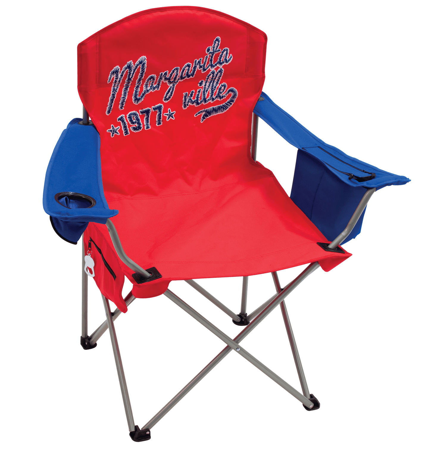 Camping Folding Chair Built-in Beverage Holder, Red