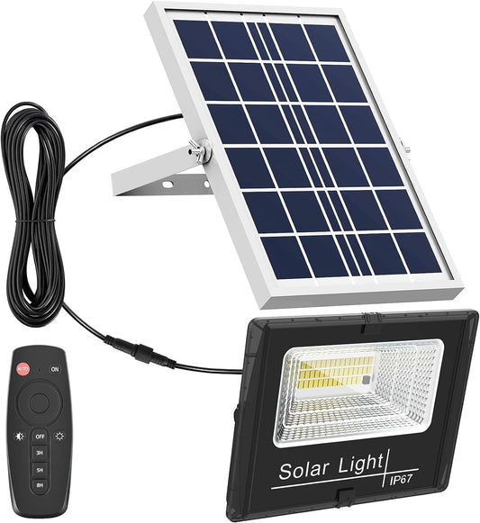 Solar Flood Light Outdoor Remote 6000K Bright White Floodlights Ip65 Waterproof Solar Power Security Light Auto On/Off Dusk to Dawnl for Yard, Gazebo, Shed, Barn.