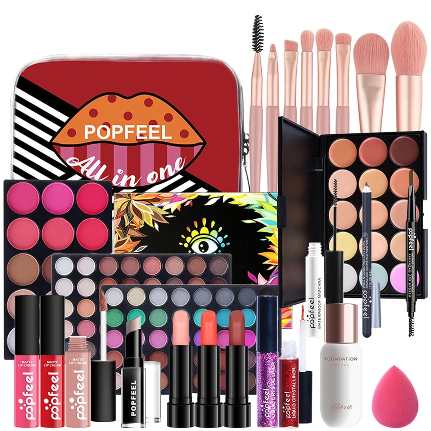 All-in-One Makeup Kit Gift Set, Makeup Kit for Women Full Kit, Makeup Gift Set Include Eyeshadow Palette Lipstick Concealer Blush Mascara Foundation Face Powder, Great Gift Choice(24 PCS)