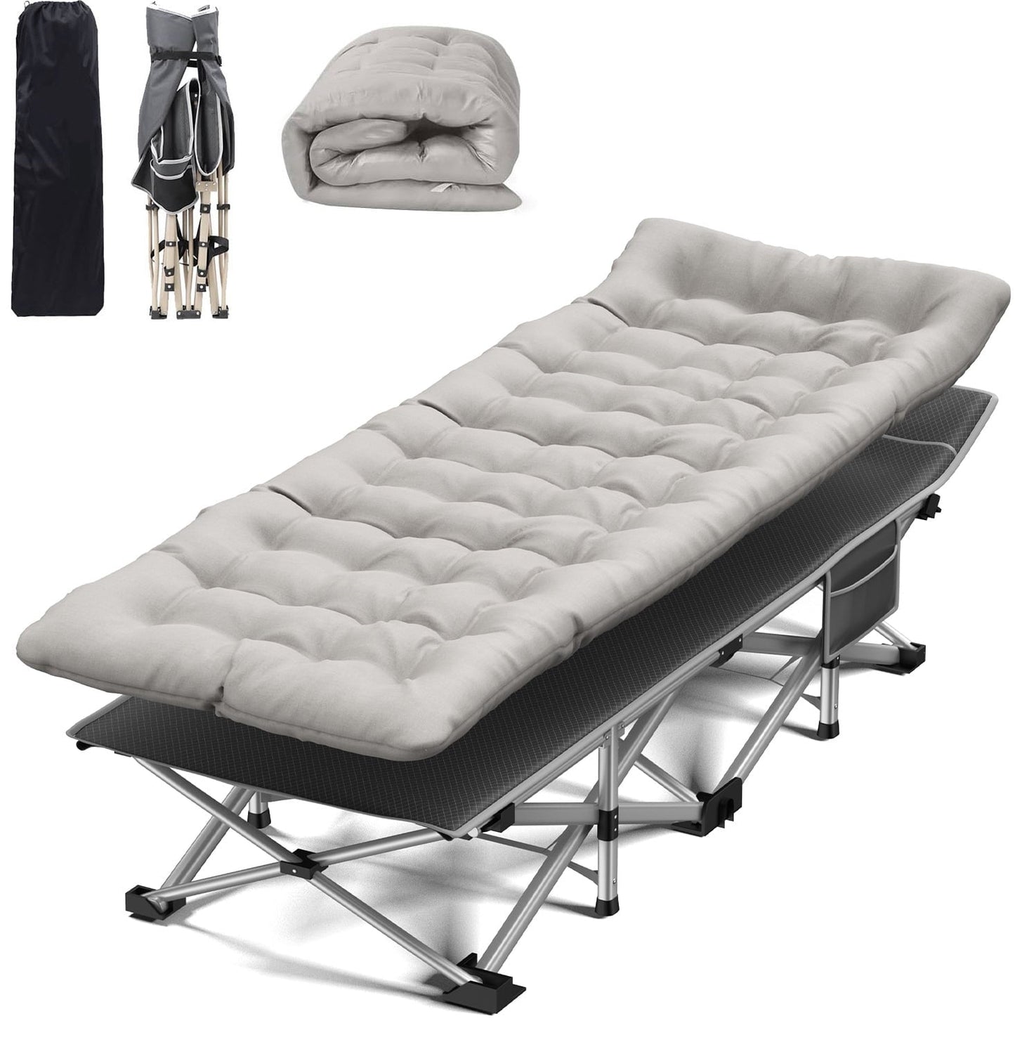 SUGIFT Folding Camping Cot with Mattress 75'*28'