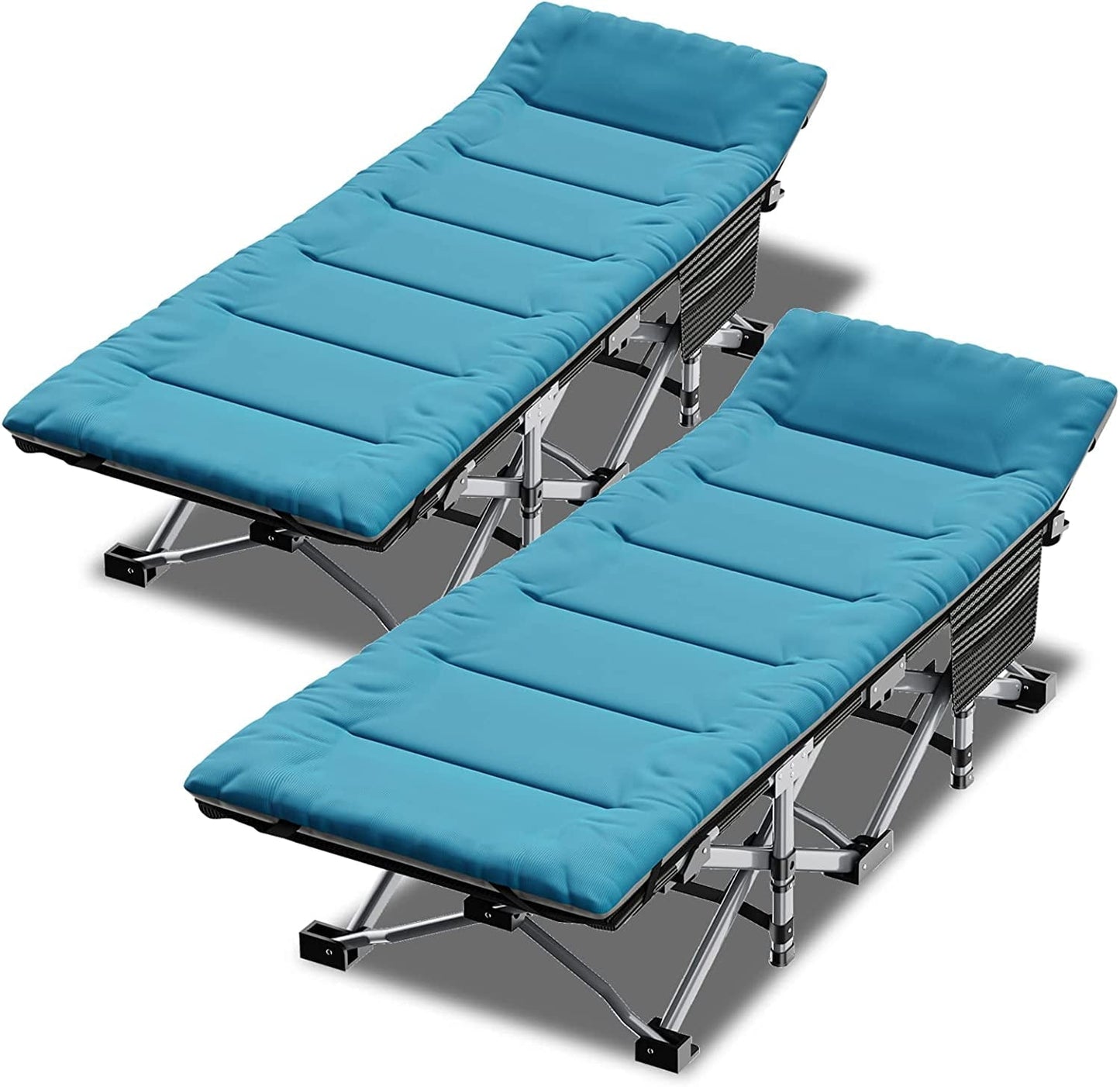 Slsy Cot, 2 Pack Folding Camping Cots for Adults, Portable Folding Cot, Heavy Duty Guest Bed Sleeping Cots with 2-Sided Mattress & Carry Bag