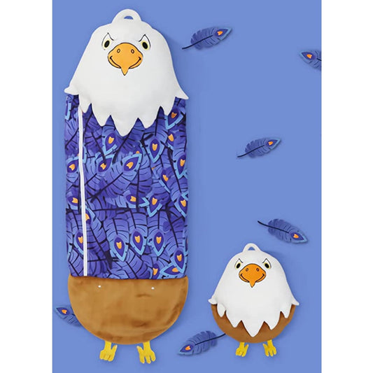 TASHHAR Sleeping Bag 2-in-1 Foldable Cute Eagle Cartoon Animal Lazy Sleeping Bag Anti-Kick Quilt With Pillow Comfortable Soft Warm For Children