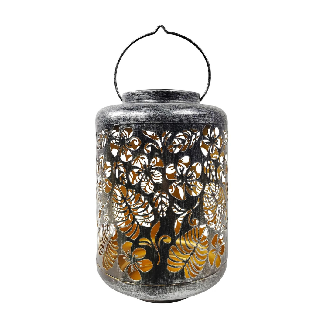 Bliss 12" Tall Decorative Solar LED Lantern Lights - Tropical Flower - Senior.com Camping Lights & Lanterns