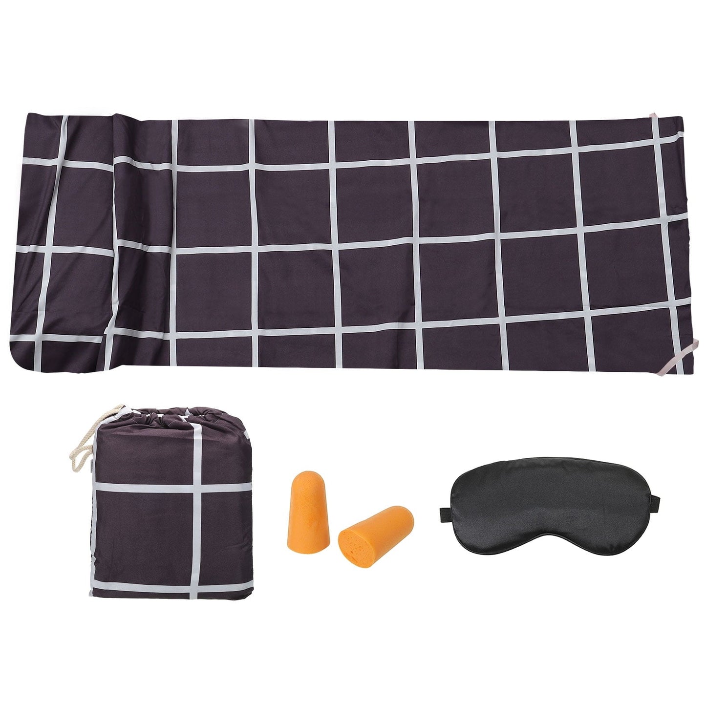 Uxcell 82.6x47 inch Sleeping Bag Liner Travel Hotel Camping Sleep Sheet Sack Set for Backpacking Black, White