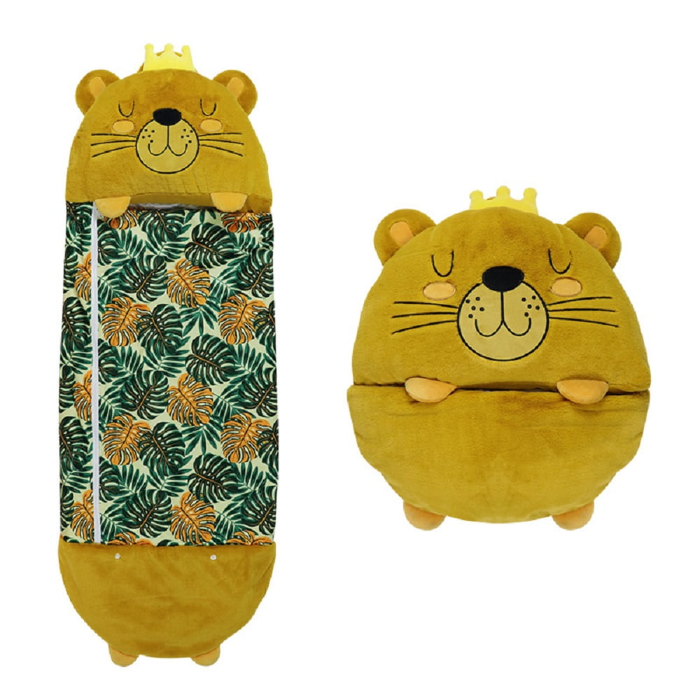 XGeek Happy Sleeping Kids Bag, 2 in 1 Pillow & Sleeping Bags for Spring and Summer, Gift for Kids (Lions/55*20 Inch)