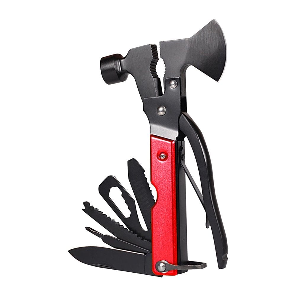 Basic Tool Kit,Essential Tool Kit,House Tool Kit Set,Multitool Camping Accessories Survival Gear and Equipment 14 in 1Hatchet Gift Red