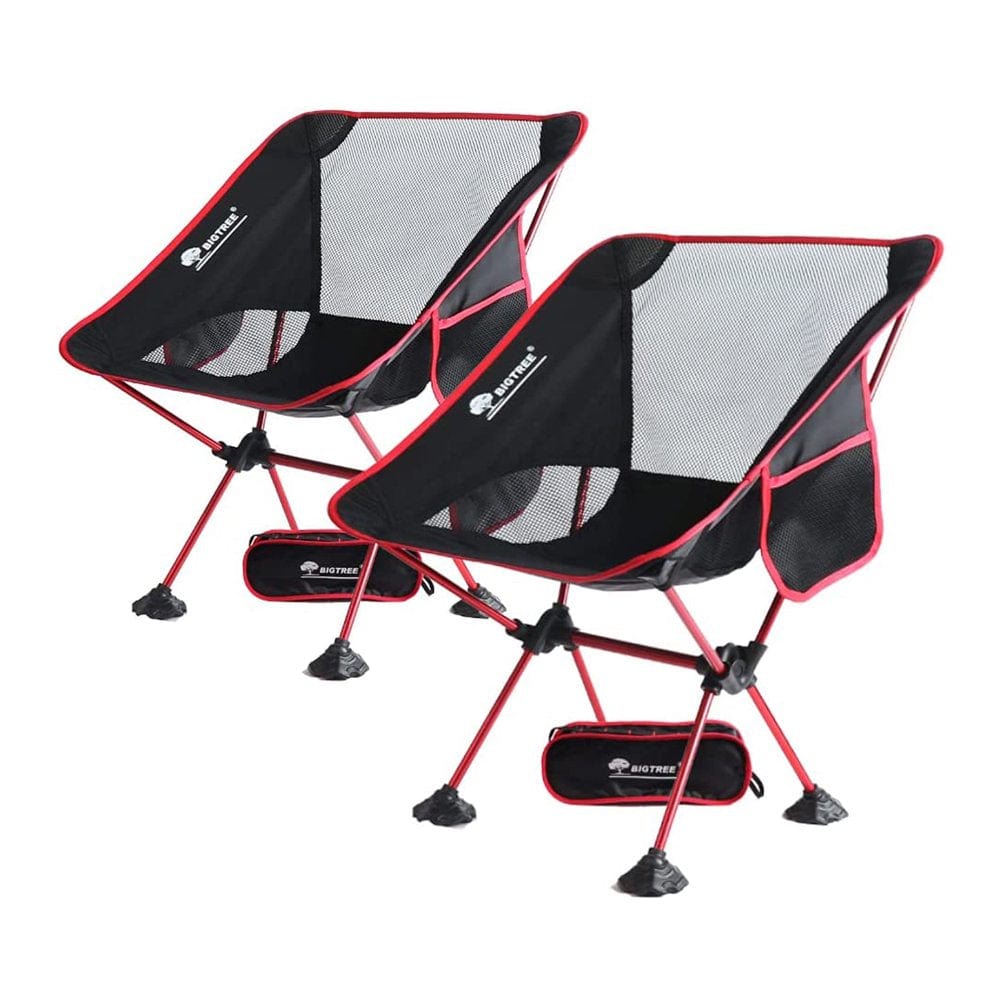 BIGTREE Folding Camping Chair Travel Seat Side Pocket Super Compact Light Fishing Picnic Black