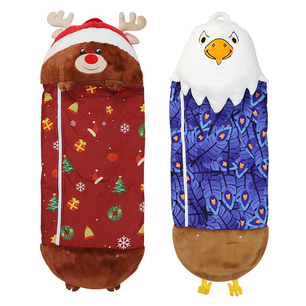 Dengjunhu 2-In-1 Children Sleeping Bag Skin Friendly PP Cotton Eagle Pattern Sleeping Bag Pillow for Home