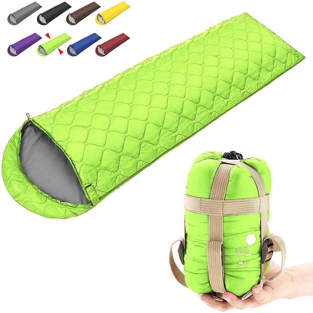 Sleeping Bag - Portable, Waterproof, Compact Lightweight, Comfort with Compression Sack - Great for Outdoor Camping, Backpacking & Hiking Green