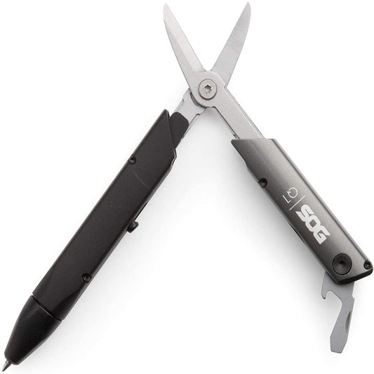 SOG Multitool Tactical Pen Baton Q1 TSA Approved Travel Accessories, Multitool Pen with Travel Scissors, EDC Gear