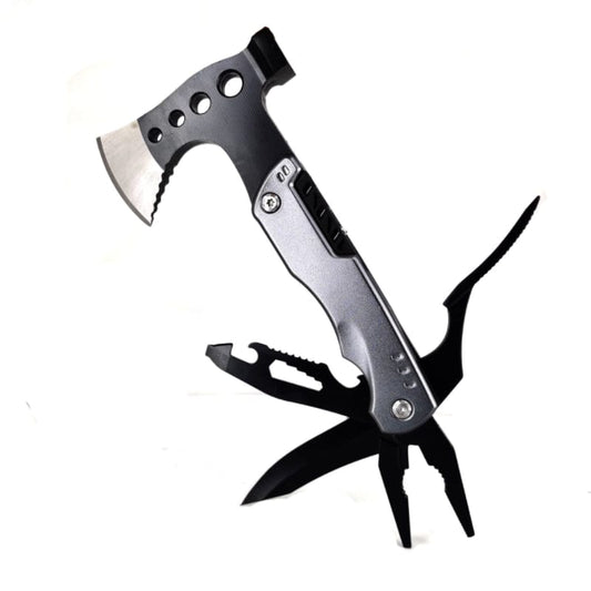 Stainless Steel Multifunction Axe Hammer Gadgets Can Opener Cutter Plier for Outdoor Camping