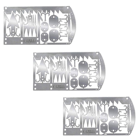 Survival Multitool Original 22-In-1 Card for Camping Gear, Hiking, Fishing, Hunting, Wilderness Survival, Preppers Bug Out Bag, Emergency Kit - Lot of 3