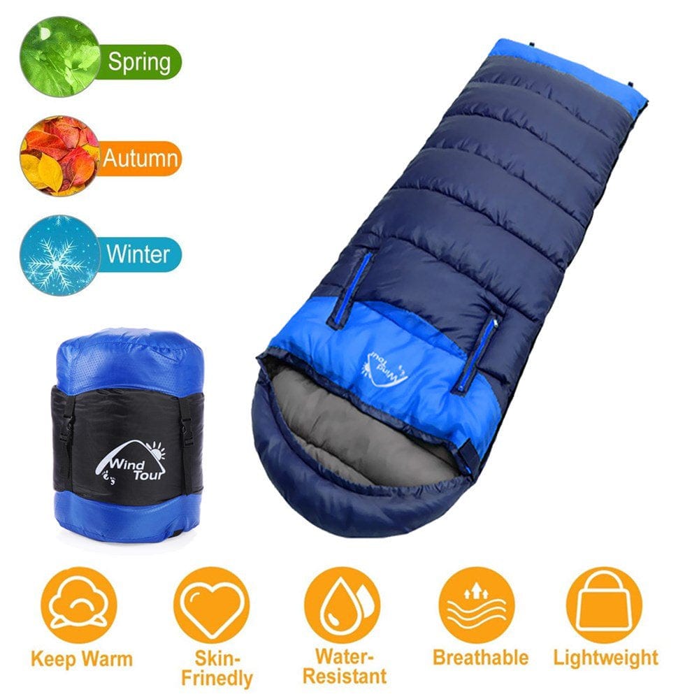 TOPCHANCES Wearable Sleeping Bag Waterproof for Adults Teens Kids Lightweight Cold Weather Mummy Sleeping Bags with Compression Sack for All Season Outdoors Camping, Hiking (Green, Left)
