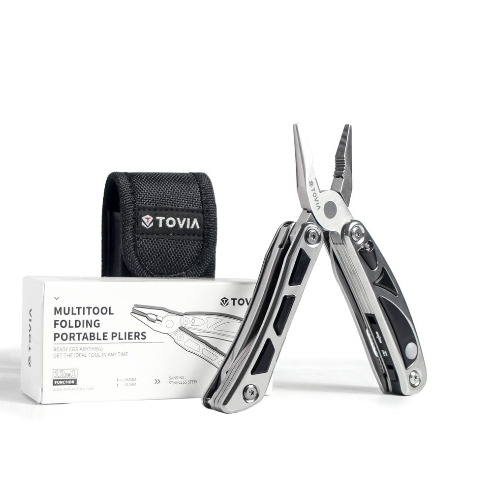 TOVIA 12 in 1 Multitool Pliers 5Cr15Mo Folding Knife Multi Cable Wire Cutter Stripper Camping Hunting Multitool with Carabiner