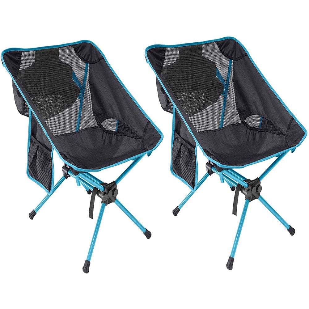 Ubon Compact Folding Camping Chair Lightweight Portable Outdoor Chairs with 2 Side Pockets for Backpacking and Camping 2 Pack