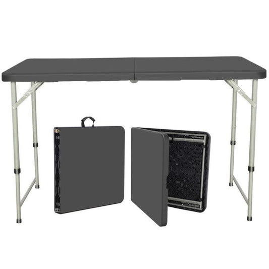 Vebreda 4Ft Folding Table, Adjustable Height Camping Table Office Table for Indoor/Outdoor Picnic Camping Bench, Black