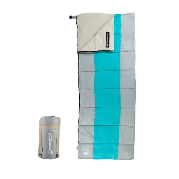 Sleeping Bag With Compression Straps Backpacking, Turquoise/Gray