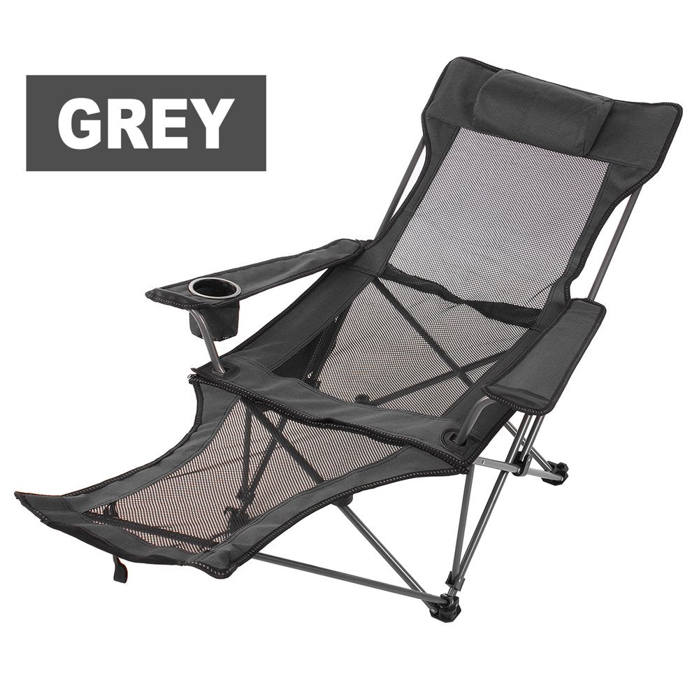 Camping Lounge Chair Portable Reclining Camping Chair Folding Camping Chair with Footrest,Headrest & Storage Bag,Mesh Recliner with Backpack, 300Lbs Weight Capacity