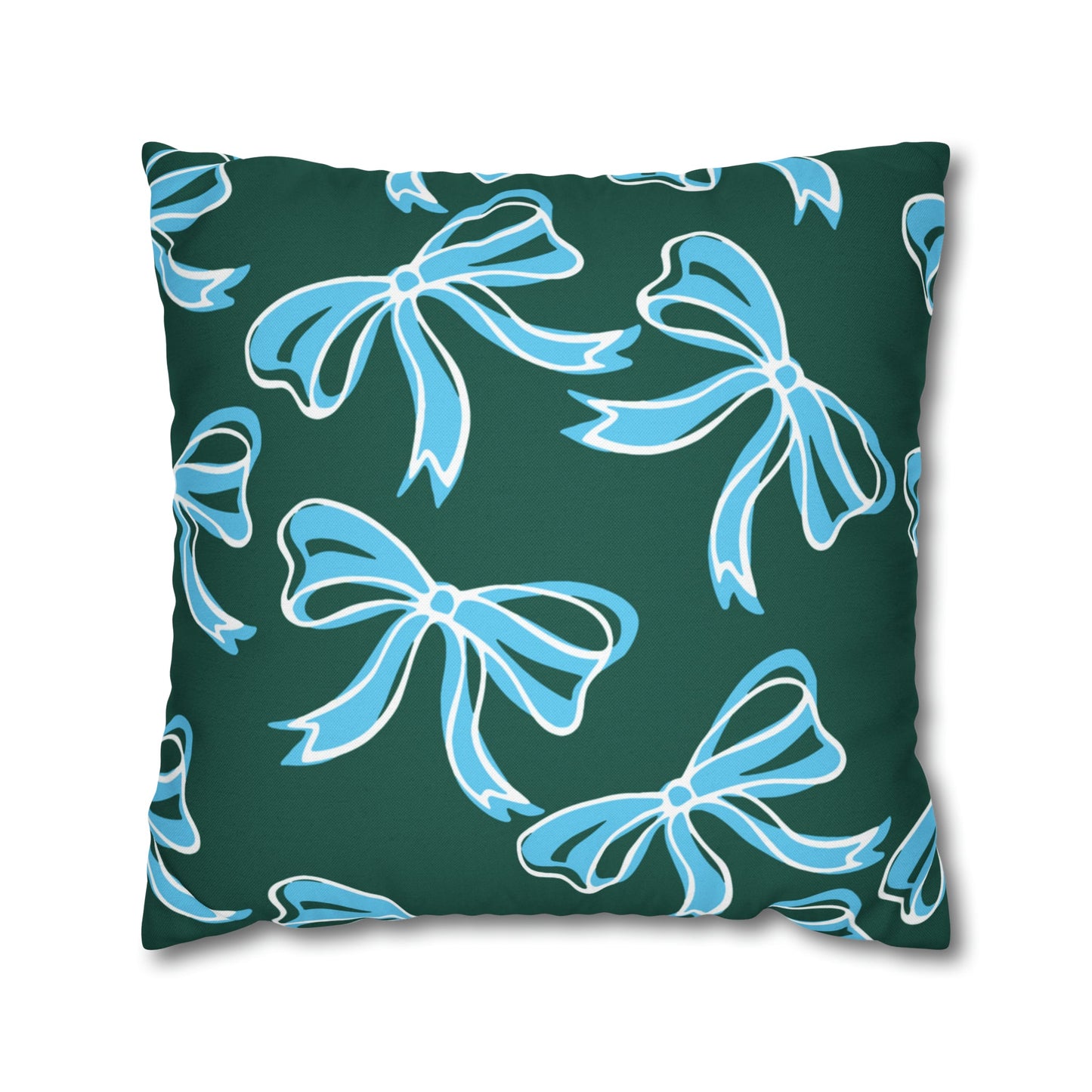 Trendy Bow College Pillow Cover - Dorm Pillow, Graduation Gift, Bed Party Gift, Acceptance Gift, College Gift, Tulane,Roll Wave,Blue & Green