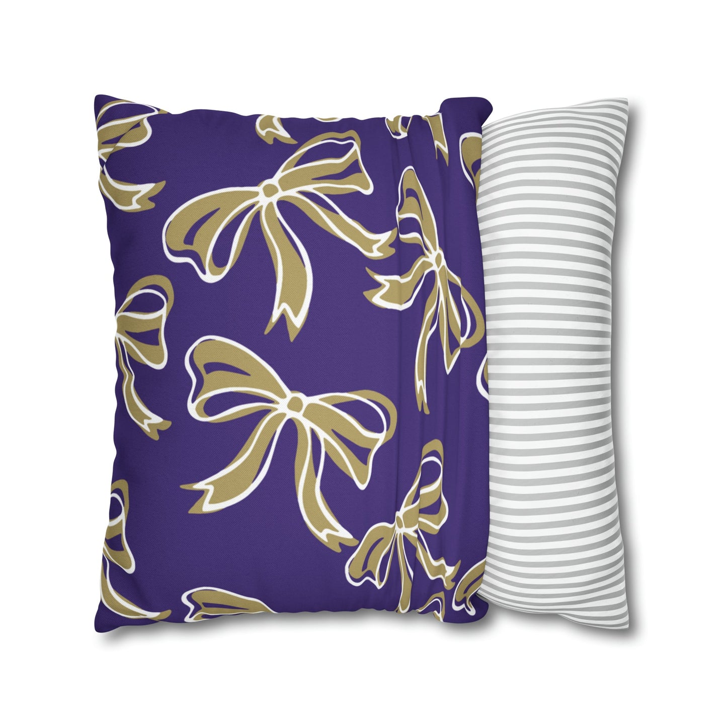 Trendy Bow College Pillow Cover - Dorm Pillow, Graduation Gift, Bed Party Gift, Acceptance Gift, College Gift,  James Madison, JMU Dukes