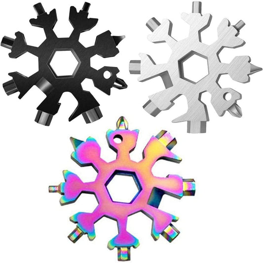 3 Pack Snowflake 18-In-1 Multi Tool, Stainless Steel Snowflake Bottle Opener/Flat Phillips Screwdriver Kit/Wrench, Durable and Portable to Take