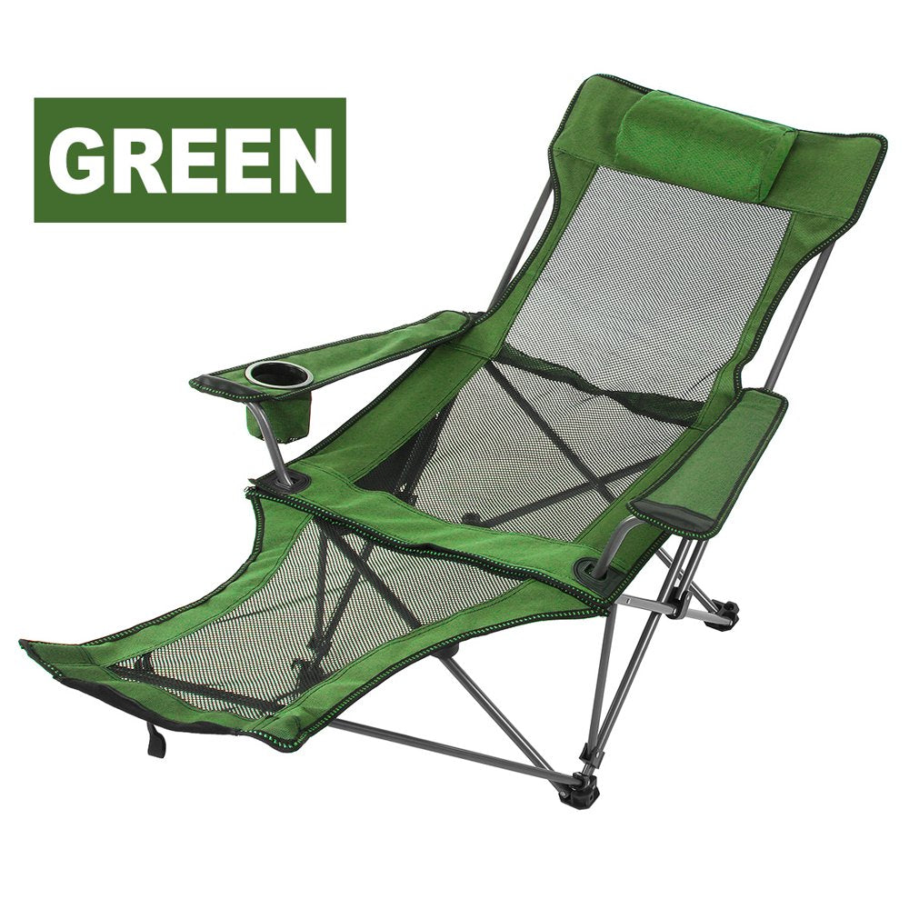 Camping Lounge Chair Portable Reclining Camping Chair Folding Camping Chair with Footrest,Headrest & Storage Bag,Mesh Recliner with Backpack, 300Lbs Weight Capacity