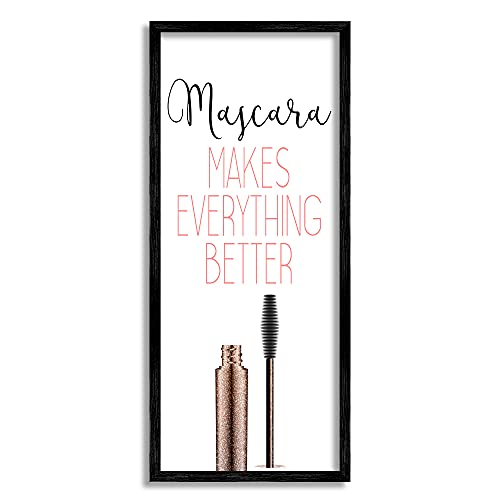 Stupell Industries Mascara Fashion Designer Modern Pink Word, Design by Kimberly Allen Black Framed Wall Art, 13 x 30