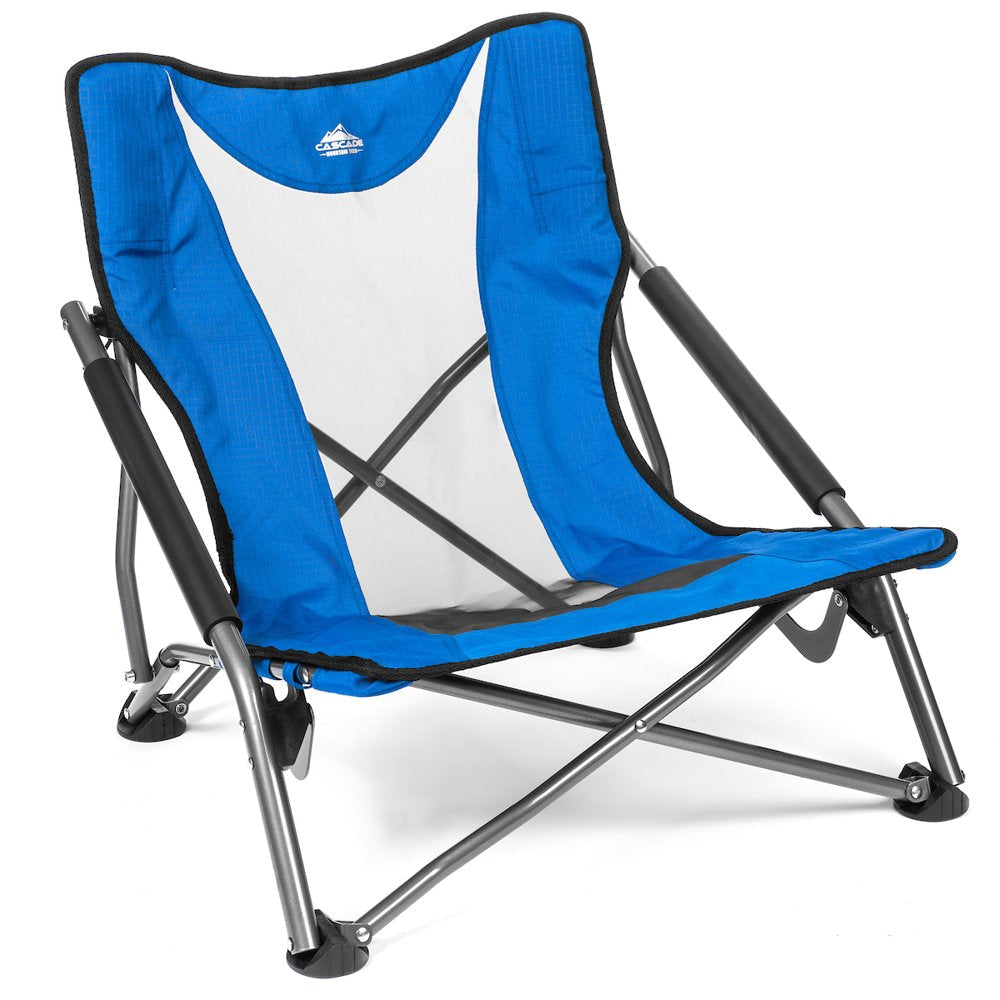 Cascade Mountain Tech Compact Low Profile Outdoor Folding Camp Chair with Carry Case - Black