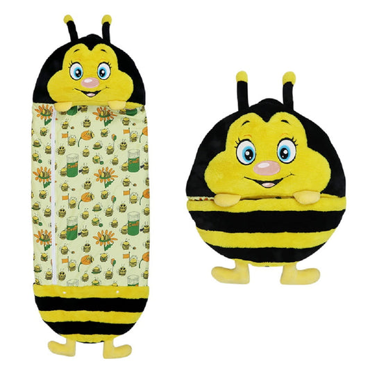 XGeek Happy Sleeping Kids Bag, 2 in 1 Pillow & Sleeping Bags for Spring and Summer, Gift for Kids (Bee/65*28 Inch)