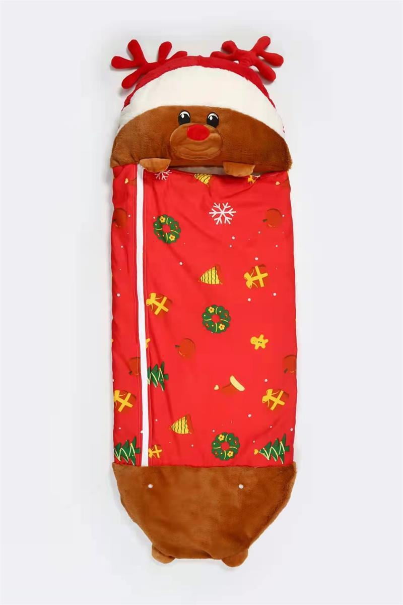 TASHHAR Sleeping Bag 2-in-1 Foldable Cute Elk Cartoon Animal Lazy Sleeping Bag Anti-Kick Quilt With Pillow Comfortable Soft Warm For Children