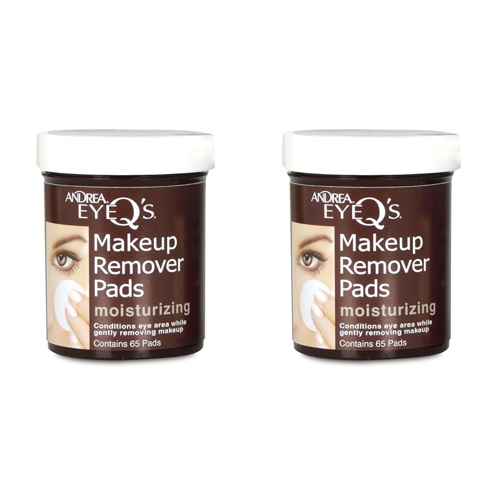 Andrea Eye Q's Eye Make Up Remover, Eye Q's Moisturizing, 65 pads (Pack of 2)