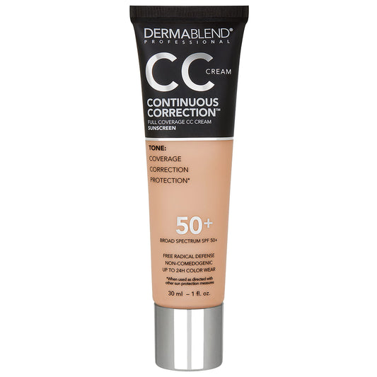 Dermablend Continuous Correctionâ„¢ Tone-Evening CC Cream Foundation SPF 50+, Full Coverage Foundation Makeup & Color Corrector, Non-Comedogenic , 1 Fl Oz (Pack of 1)