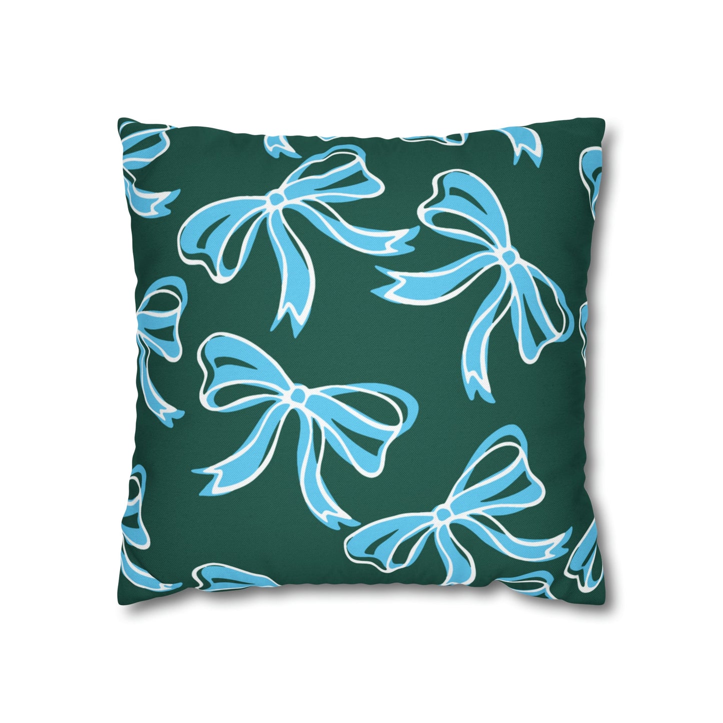 Trendy Bow College Pillow Cover - Dorm Pillow, Graduation Gift, Bed Party Gift, Acceptance Gift, College Gift, Tulane,Roll Wave,Blue & Green