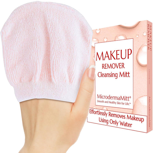 Reusable Microfiber Makeup Remover & Face Cleaning Cloth Mitt - Wipe Off Makeup With Just Water! - Erases Waterproof Mascara, Lipstick, Eyeliner, Foundation, Spray Tan - No Fuzz or Dyes