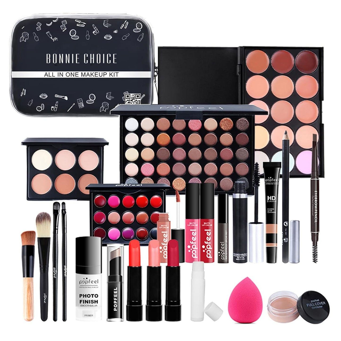 All-in-one Makeup Kit for Women Full Kit, Valentines Day Gifts Include Makeup Brush, Eyeshadow Palette, Lip Gloss Set, Lipstick, Blush, Foundation, Concealer, Mascara, Eyebrow Pencil