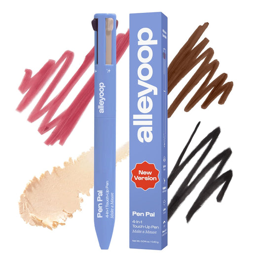 Alleyoop Pen Pal 4-in-1 Makeup Pen - Comes with Eyeliner, Highlighter, Lip Liner, and Eyebrow Pencil - Touch Up On the Go - Cruelty-Free, Vegan (Make A Mauve (Medium))