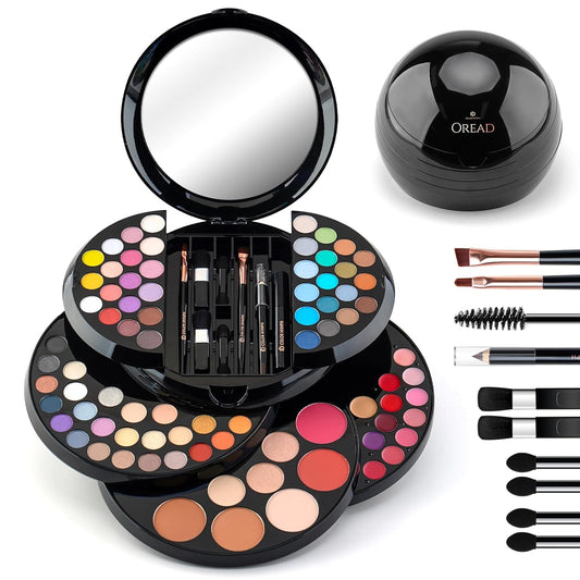 Color Nymph Makeup Sets For Teens 14-16,All in One Makeup Kit for Girls with 60-Colors Eyeshadows, 10-Colors Lip Oils, Facial Blushes Highlighter Bronzer Contour Pressed Powder Mascara Brushes Mirror