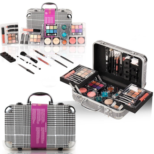 DUER LIKA Makeup Kit Gift Set for Adults and Girls-Full Makeup Kit for Beginners Includes Eye Shadow Palette Blush Lip Gloss Lipstick Lip Pencil Eye Pencil Brush Mirror (Houndstooth)